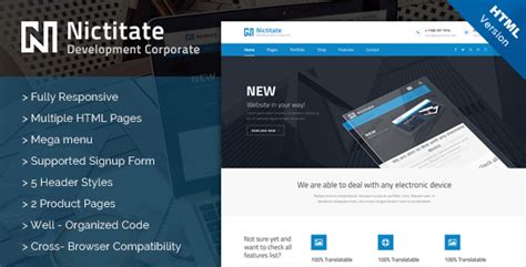 HTML5模板蓝色漂亮的网站购物页面博客网页模板 - Nictitate