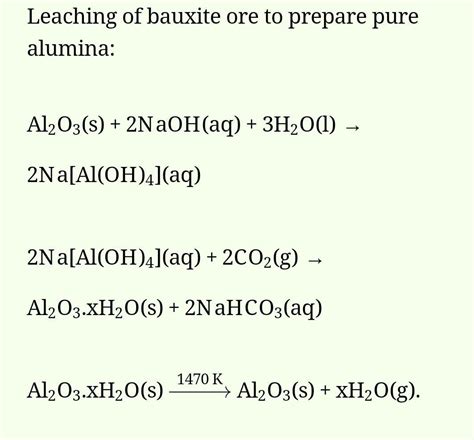 Write the reactions involved in the process of leaching of bauxite ore ...