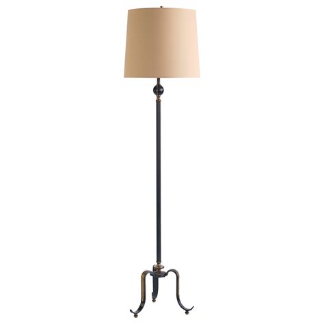 Vintage French Solid Brass 3 Legged Floor Lamp w/New Shade at 1stDibs
