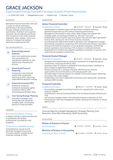Image result for Controller Resume Examples