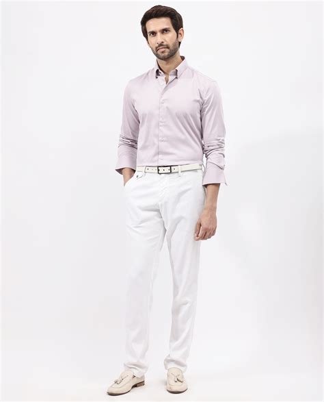 Rare Rabbit Men's Holand Pastel Purple Satin Plain Regular Fit Full Sl