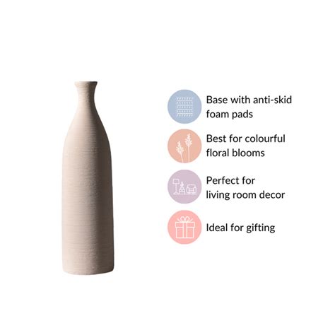 Textured Tall Off White Ceramic Vase Online - Premium Vase | Nestasia