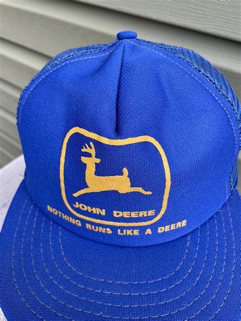 Vintage John Deere Hat Trucker Mesh Snapback Blue USA… - Gem