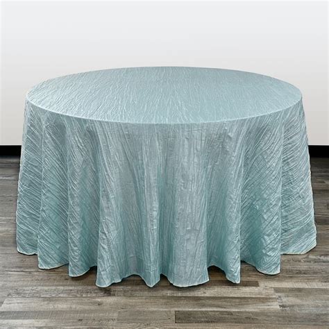 120 Inch Round Crinkle Taffeta Tablecloth Dusty Blue | Bridal Tablecloth