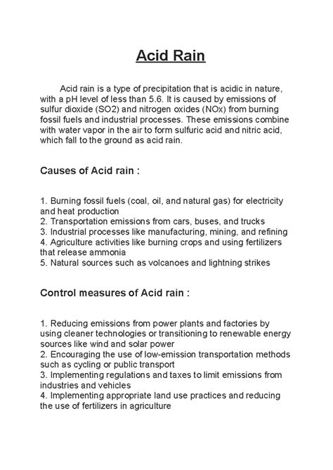 Acid rain - Acid Rain Acid rain is a type of precipitation that is ...