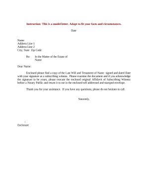 Affidavit of Subscribing Witness Letter - Blank Fillable Template ...
