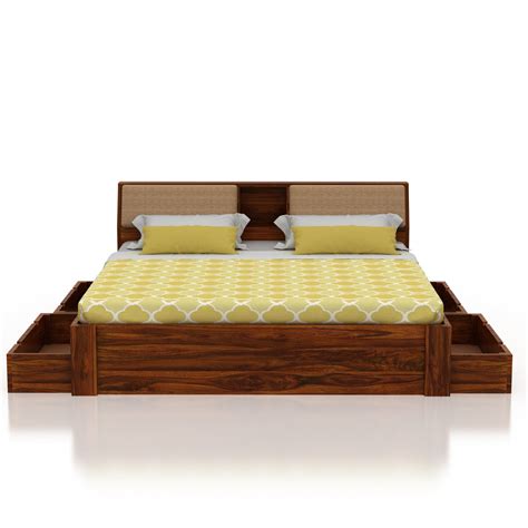 Mayor Solid Sheesham Wood Bed with Four Drawer Storage - 3 Years Warra ...