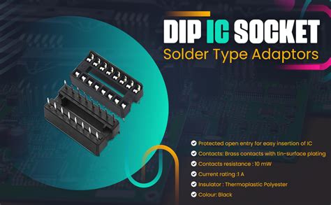 Electronic Spices 16 Pin 2.54mm Dip Ic Socket Solder Type Adaptors Pack ...
