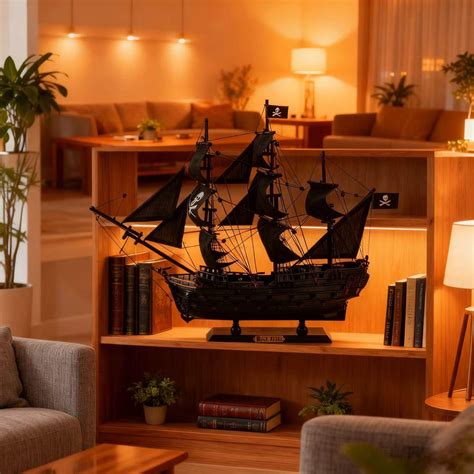 Buy Black Pearl Pirate Ship Model – Handmade Wooden Nautical Decor ...