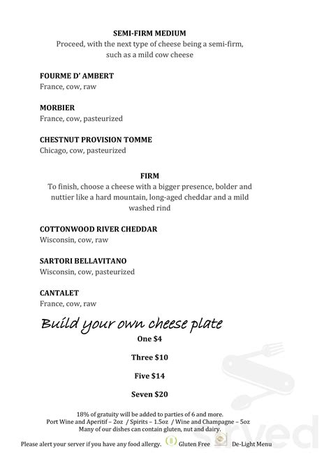 Menu - Chicago IL's Le Bar Chicago | Sirved