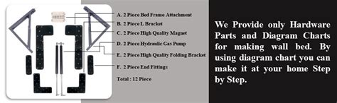 RIBBONIC Wall Bed Fittings Hardware Horizontal With Folding Leg (100 kg ...