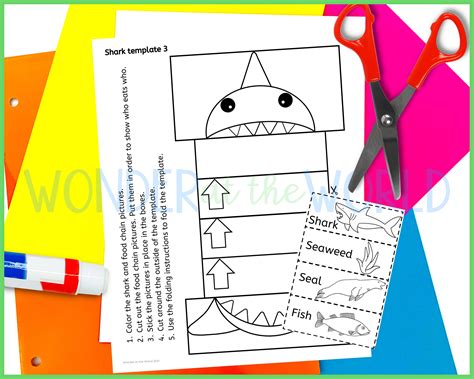 Food Chains Foldable Kids' Craft With Shark, Bear and Lion Templates ...