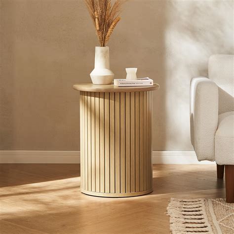 Amazon.com: mopio Quin Pedestal Side Table, Tambour Round Fluted End ...