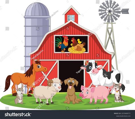 Cartoon Farm Animals Barnyard Stock Vector (Royalty Free) 2235409777 ...