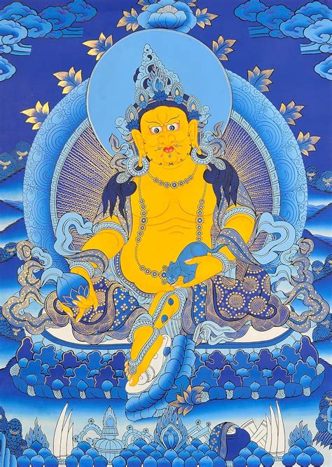 Exotic India Tibetan Buddhist Kubera - Tibetan Thangka Painting ...
