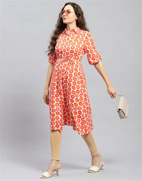Buy Women Rust Printed Collar Short Sleeve Tunic Online in India ...