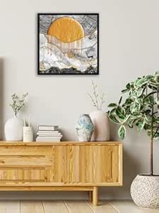 999STORE half round orange color with multi color abstract and deer art ...