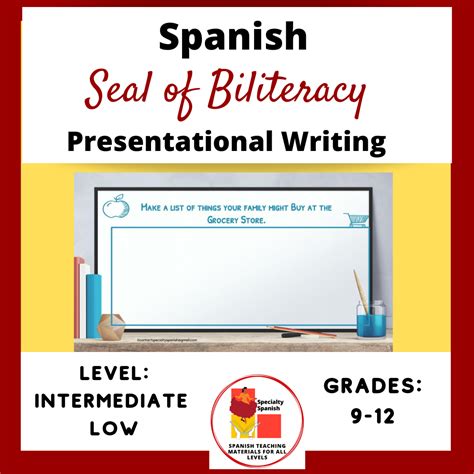 Seal of Biliteracy Spanish Presentational Writing Practice AAPPL Test ...