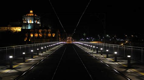Download wallpaper 1920x1080 tram, rails, lights, night full hd, hdtv ...