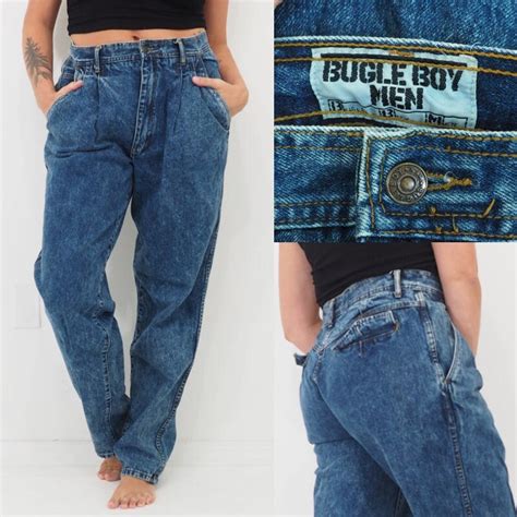 90s Vintage Pleated Jeans by Bugle Boy | High Waisted | Tapered Leg ...