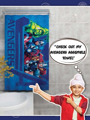 Marvel Blue Avengers Kids Cotton Bath Towel 350 GSM 60x120 Cm