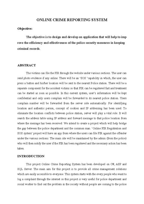 Online Crime Reporting System-Full Document - ONLINE CRIME REPORTING ...