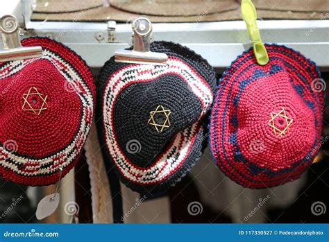Three Jewish Religious Headgear Called Kippahs Or Yarmulkes Royalty ...