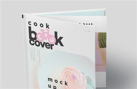 Hardcover Square Book Mock-up with Floating Cover | ZippyPixels