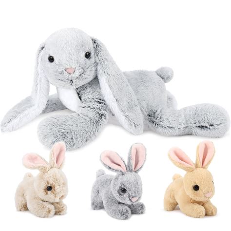 Amazon.com: MaoGoLan 4Pcs Easter Bunny Stuffed Animals with 3 Babies ...