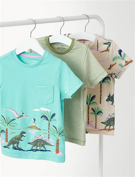 Buy 3pk Pure Cotton Dinosaur T-Shirts at Marks & Spencer