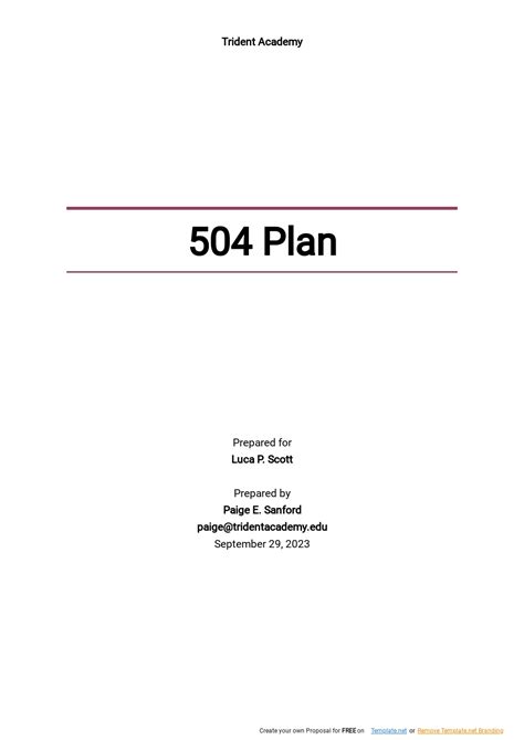 Free Blank 504 Plan Template - Google Docs, Word, Apple Pages, PDF ...