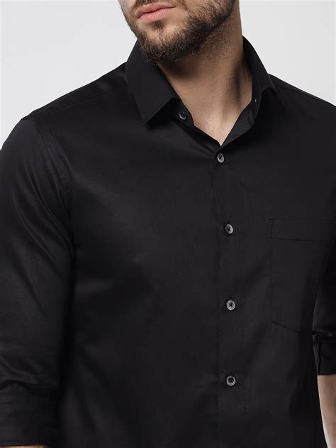 Jet Black Colour Cotton Shirt For Men – Prime Porter