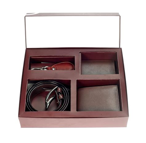 Buy Khadim's Brown Belt, Wallet, Key Chain & Card Holder Combo Set at ...