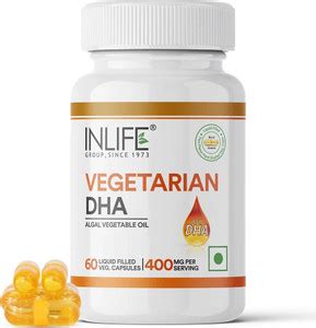 INLIFE Vegetarian Omega 3 DHA Supplement Algal Oil 400 mg Per Serving ...