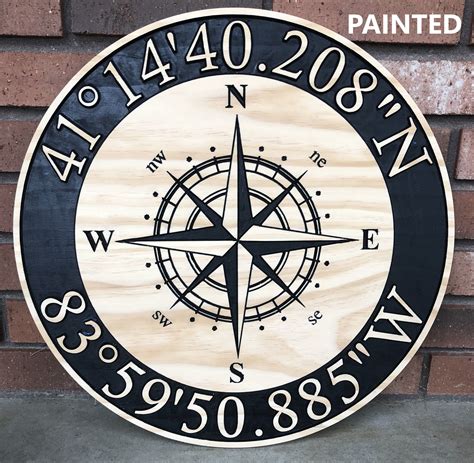 Compass Rose GPS Coordinates | Compass rose, Custom compass, Nautical decor