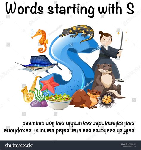 English Poster Words Starting S Illustration Stock Vector (Royalty Free ...