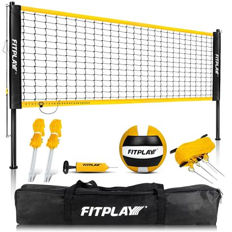FITPLAY Portable Volleyball Net System, Three Heights Adjustable, 32 ...