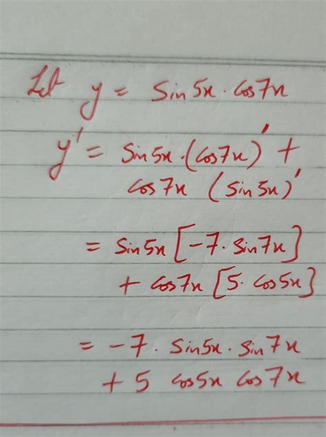 derivative of sin 5x cos 7x - Brainly.in