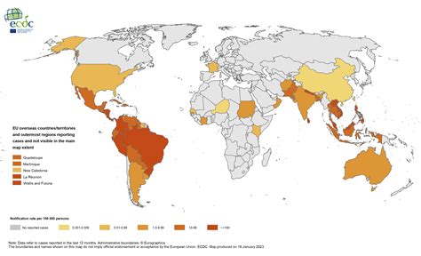 Dengue virus disease cases reported January–December 2022