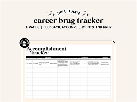 Brag Sheet Spreadsheet | Google Sheets | Accomplishment Tracker ...