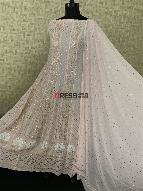 MasterPiece Pastel Pink Pearl Kamdani Anarkali Suit – Dress365days