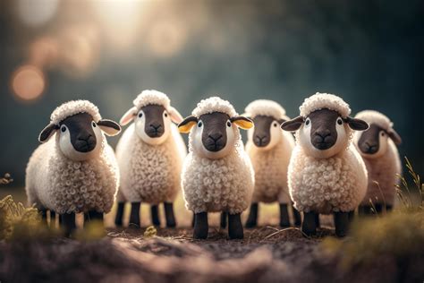 Flock of Funny Fluffy Little Sheep A Cute Sheep Herd Image 24066695 ...