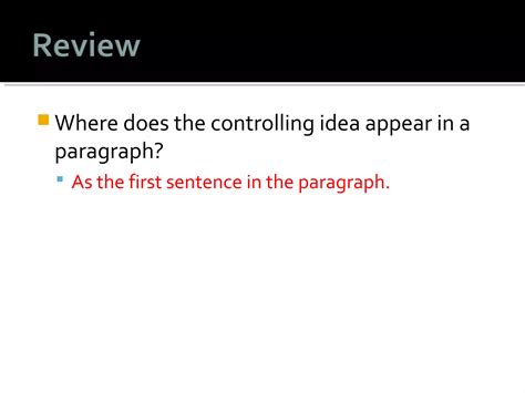 Review controlling ideas | PPT