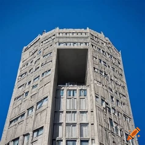 Modern square-shaped building with circular windows