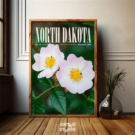 Vintage Digital Art Print, 90's Aesthetic, North Dakota State Flower ...
