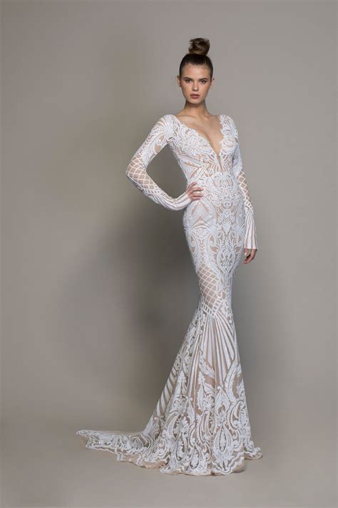 Print allover lace long sleeve sheath wedding dress shirts – 56 Wedding Dresses With Stunning ...