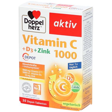 Doppelherz® Vitamin C 1000 + D3 + Zink DEPOT 30 St - shop-apotheke.at