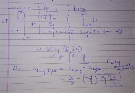 Two objects of masses m and 2m are connected by a massless string ...