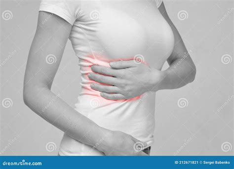 The Woman Massages the Side Under the Breast for Stabbing Pain Stock Image - Image of injury ...