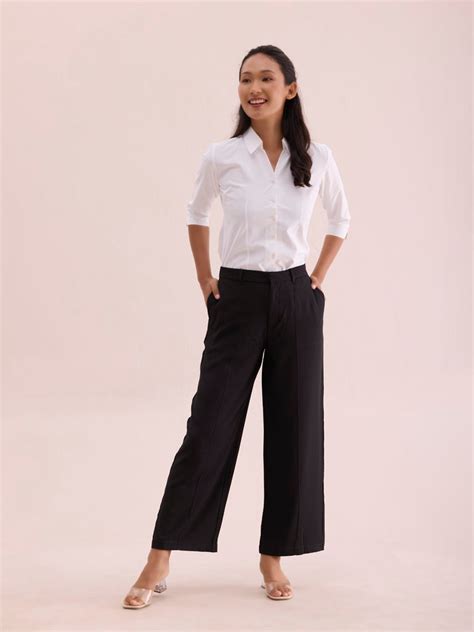 Black Crepe Wide Trouser – Go Colors India